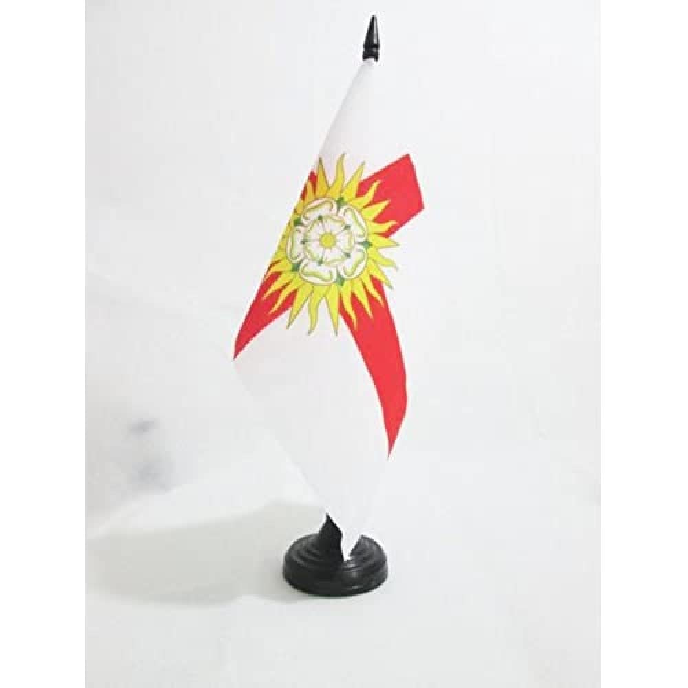 AZ FLAG West Riding of Yorkshire county Table Flag 5'' x 8'' - West Riding of Yorkshire county Office Decoration 100% Polyester 21 x 14 cm - Mini Desk Flag with Pole and Black Plastic Base