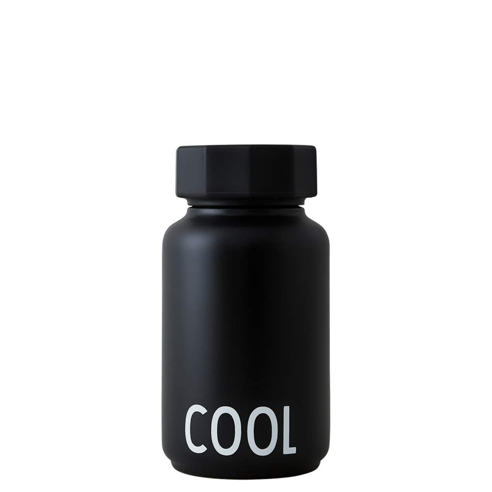 Design Letters Thermo bottle/Insulated bottle, HOT & COOL, Small (Black) – BPA-free double walled vacuum, stainless steel, Pure Nordic Design, Great for use on the go, 330 ml, Leak-proof, light, 204 g
