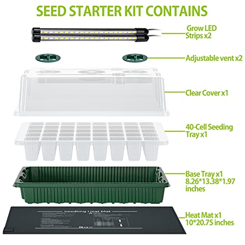 YOHIA Seed Starter Tray with Grow Light,40 Cells Seed Starter Kit with