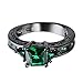 JunXin Size6/7/8/9/10 Princess Cut Emerald Green Gemstone Ring 10KT Black Gold Plated(8)