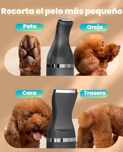 Cortapelos para perros bajo nivel de ruido para recortar el pelo de perro alrededor de las patas, los ojos, las orejas, la cara y el rump (Negro)