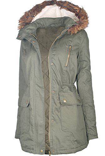 Ollie Arnes Womens Quilted Or Inner Fur Lined Sherpa Anorak