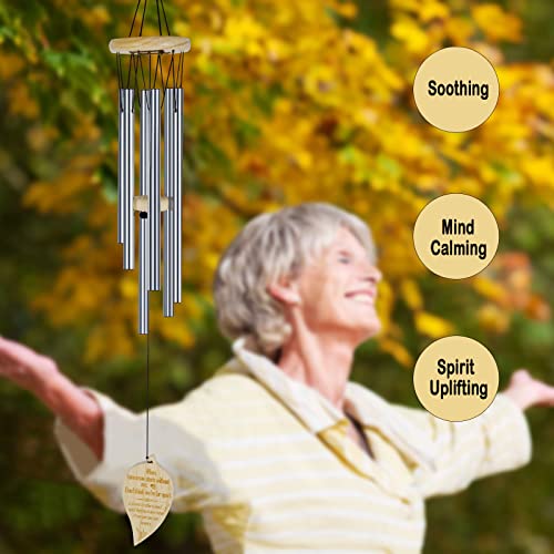 Raytian Sympathy Wind Chimes, Memorial Wind Chimes for Loss of Loved One Mother Father, Sympathy Gifts for Home Decor, 26 Inches Wind Chimes for Outside with Sympathy Card Wooden Leaf-Shaped Pendant