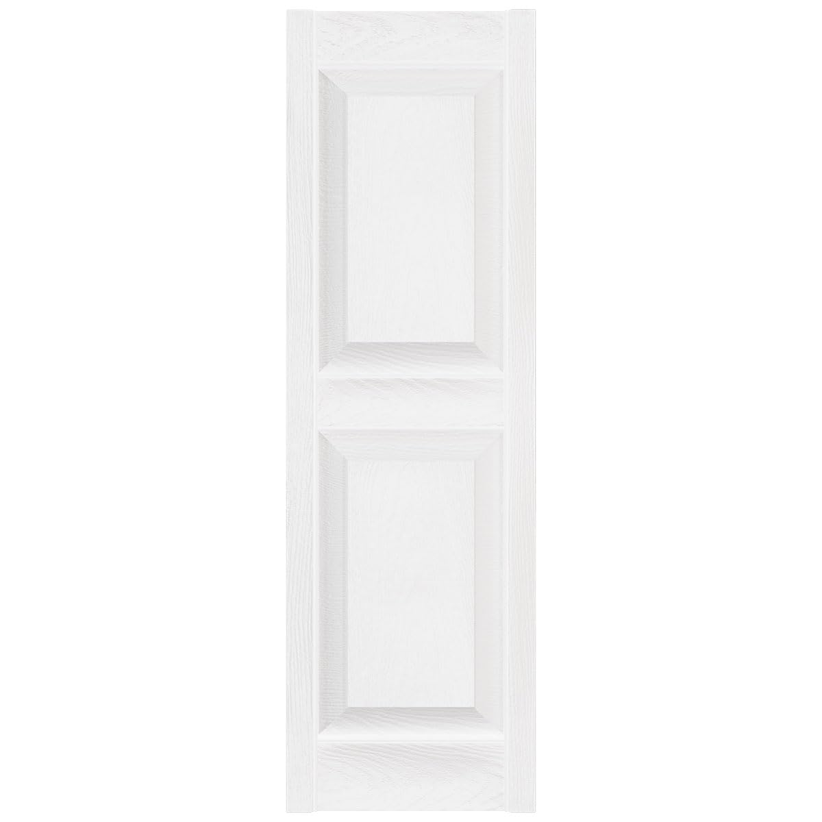 Vinyl Standard 2 Equal Panels Raised Panel Shutter (Set of 2) Color: Bright White, Size: 47" H x 12"
