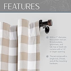 Elrene Home Fashions Serena Single Curtain Rod for