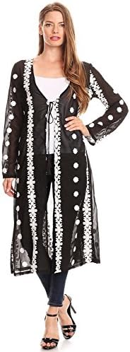 Young Essence Black & White Glow in The Dark Sheer Chiffon Long Jacket (Large)