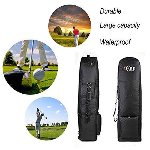 image for B-pretty Portable Padded Golf Bag Durable Travel Cover Case with Wheel