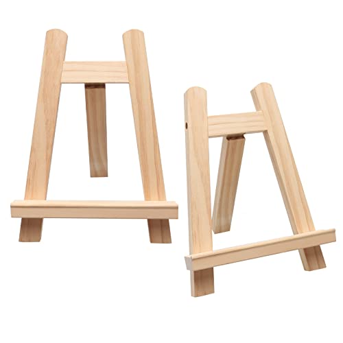 2 Pieces Small Wooden Painting Easel, Small Table Easel, Mini Easel for Displaying Painting, Drawing, Photos (15 x 20 cm)