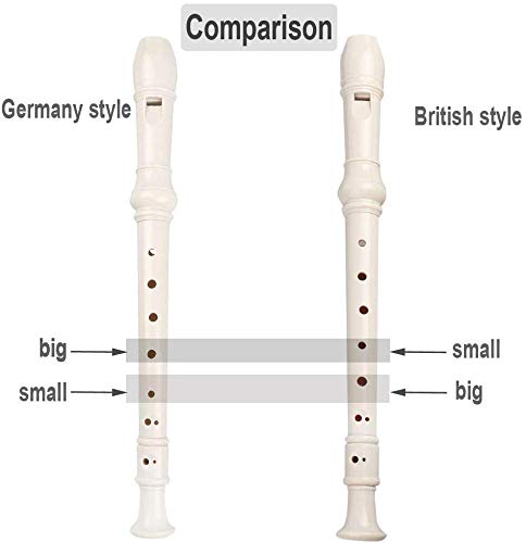 Skoye Soprano Recorder,Ivory White German Style 8 Hole with Cleaning Rod, Black Storage Bag