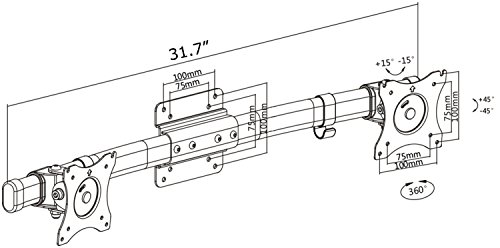 VIVO Dual VESA Bracket Adaptor Horizontal Assembly Mount for 2 Monitor Screens up to 27" (MOUNT-VW02A)