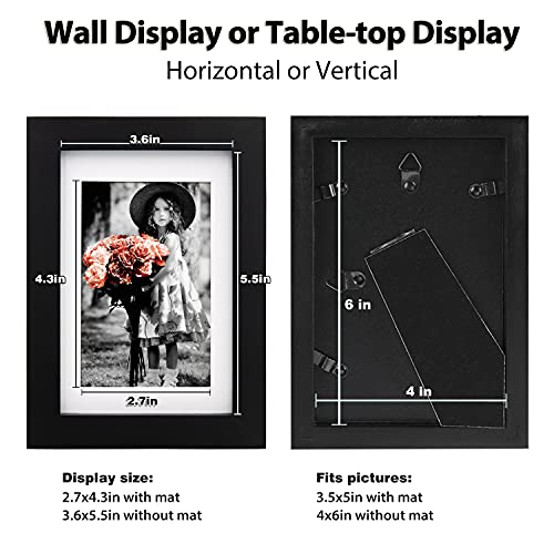 KINLINK 4x6 Picture Frames Black Wood Frames with HD Plexiglass for 3
