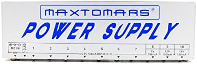 MAXTOMARS M10 Guitar Effect Pedal Power Supply 10 Isolated Output 9V 12V 18V (Silvery)