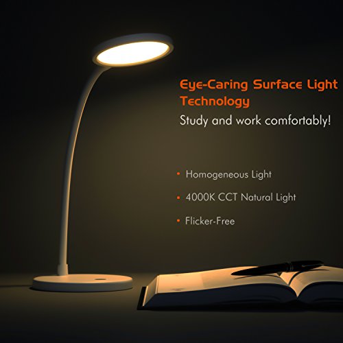 MoKo LED Desk Lamp, Portable Dimmable Reading Lamp with Builtin