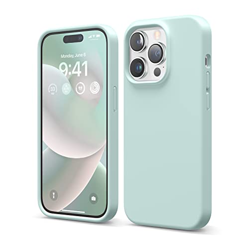 elago Compatible with iPhone 14 Pro Case, Liquid Silicone Case, Full Body Protective Cover, Shockproof, Slim Phone, Anti-Scratch Soft Microfiber Lining, 6.1 inch (Mint)