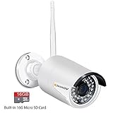 Jennov 720P Wifi Wireless Security Cameras Outdoor Waterproof Cctv Bullet IP Network Camera With Built-in 16G MicroSD Card Day Night Vision Mobilephone Remote View