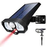 Solar Motion Sensor Light Outdoor 42 White LEDs 2 Red LEDs Ultra Bright, 2 in 1 Landscape Solar Wall Solar Light Wireless Solar Security Light Great Detection for Garden Driveway Carport Patio Yard