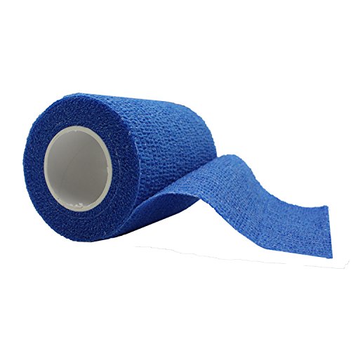 COMOmed Self Adherent Cohesive Bandage Latex FDA Approved 3"x5 Yards First Aid Ace Bandages Stretch Sport Athletic Wrap Vet Tape for Wrist Ankle Sprain and Swelling,Blue(12 rolls)