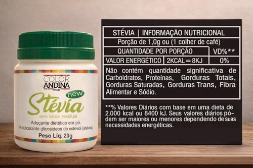 Adoçante Stévia Color Andina 20g-2 potes