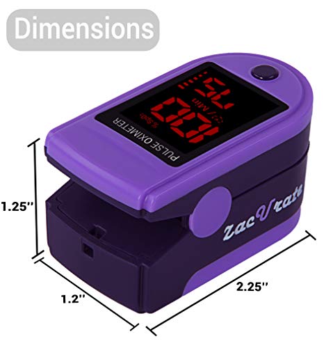 Zacurate Pro Series 500Dl Fingertip Pulse Oximeter Blood Oxygen Saturation Monitor With Silicon Cover, Batteries & Lanyard (Royal Purple) - Thumbnail 4