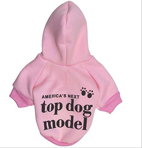 Pet Clothes,Dog Hoodie Pet Apparel Shirt Puppy Cotton Coat Clothing for Small Dog,Top Dog Model Printed,Pink Color,Small Size
