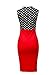 CISMARK Elegant Color Block V-Neck Sleeveless Office Pencil Dress Red M