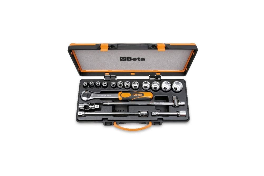 Beta 9200933 Model 920 A/C12X Hexagon Sockets and 5 Accessories, 10-32mm, 1/2 Drive, 12 Pieces