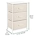 mDesign Vertical Dresser Storage Tower - Sturdy Steel Frame, Wood Top, Easy Pull Fabric Bins - Organizer Unit for Bedroom, Hallway, Entryway, Closets - Textured Print - 3 Drawers - Cream/White
