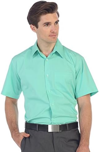 GiobertiMen's Short Sleeve Solid Dress Shirt