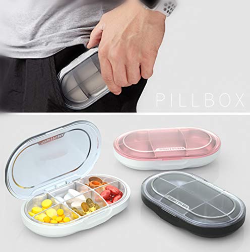 REOOHOUSE-Pill-Organiser-Portable-Travel-Tablet-Medicine-Vitamin-Pill-Organizer-Box-for-Purse-or-PocketTritan-Material-White