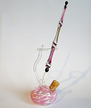 Glasfeder Glasfüller mit Tintenfaß Farbig 2 tlg Rosa Weiß