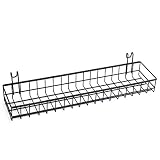Kaforise Hanging Basket for Wire Wall Grid Panel, Multi-function Wall Storage and Display Basket, Medium Size, Black Painted