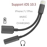 Support iOS 10.3 - Lightning to 3.5mm Audio Adapter, Betteck 2A 2 in 1 Lightning Charger and 3.5mm Earphones Jack Cable for Apple iPhone 7 7 Plus 6S 6 iPod iPad (Lightning- Black)