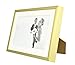 Golden State Art, Metal Wall Photo Frame Collection, Aluminum Gold Photo Frame with Ivory Color Mat for Picture & Real Glass (5x7-Table Top)