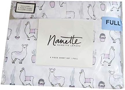 NL Brand Holdings Llama, Cactus, Porcupine Desert Theme Sheet Set Bedding with Flat Sheet, Fitted Sheet, and Pillowcases (Full)