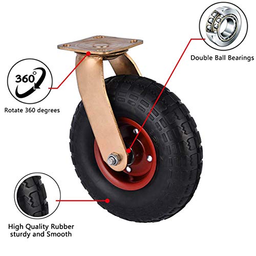 image for SOTTAE 1000 LB Total Capacity 10 Inch Heavy Duty Industrial Caster Whe