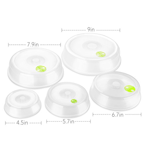 OBVIS Micro Wave Plate Cover Splatter Guard Lid Steam Vent Ventilation Window Cover 5 Different Sizes for Large & Small Food Plates Bowls - Thumbnail 5