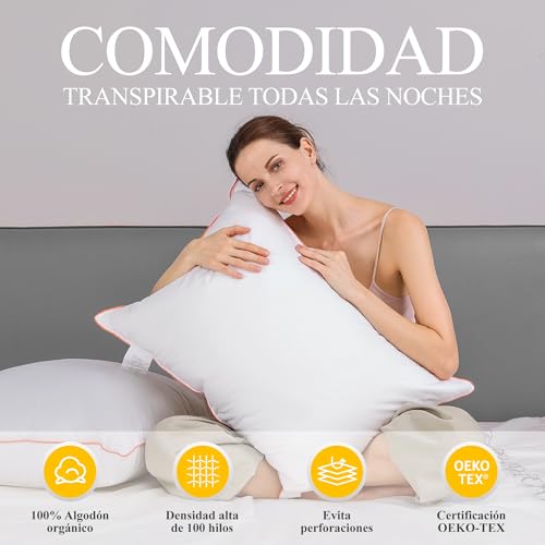 Orange Wave Feather Pillow 40 x 80 cm – Luxury Cushion 40 x 80 cm with Natural Down and Feathers, Soft and Ergonomic Comfort for Pleasant Nights, RDS Certified and Oeko-Tex Certified