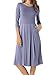 levaca Womens 3/4 Sleeve Pockets Draped Loose Swing Casual Work Midi Dress Daybreak L