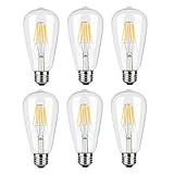 Antique LED Bulb, LAFEINA E27 Screw Base 6W ST64 Vintage Edison Style Dimmable Light Bulb Warm White 2700K, Pack of 6