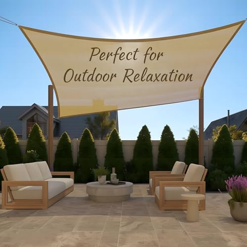 Beauenty Sun Shade Sail Canopy,98% UV Block,Rectangular Curved Canopy,Permeable 185GSM Sail Shade Cover for Patio,Garden,Pergola,Backyard,Outdoor Facility&Activities(3m x 5m)