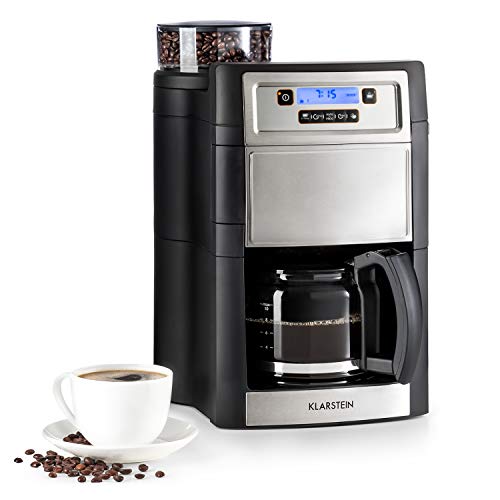 Klarstein 1,25L Kaffeemaschine mit Mahlwerk & Timer, Kaffeemaschine Filtermaschine mit Aktivkohlefilter, 1000W Filter…