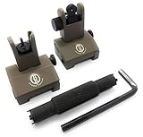 DD DAGGER DEFENSE Flip up Aluminum, BUIS with Front Sight Tool, Rail Mounted Backup Iron Sights