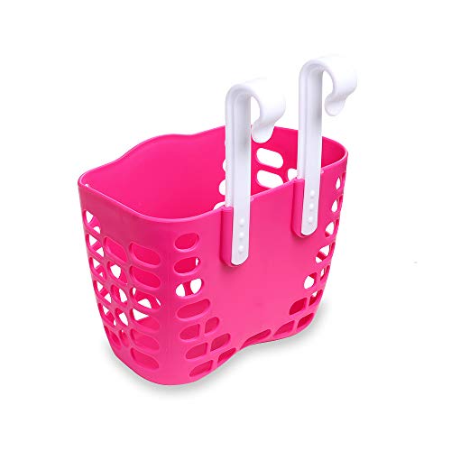 MINI-FACTORY Kid's Bike Basket, Pink Cute Princess Crown Pattern Bicycle Front Handlebar Basket for Kid Girls (Princess Crown)
