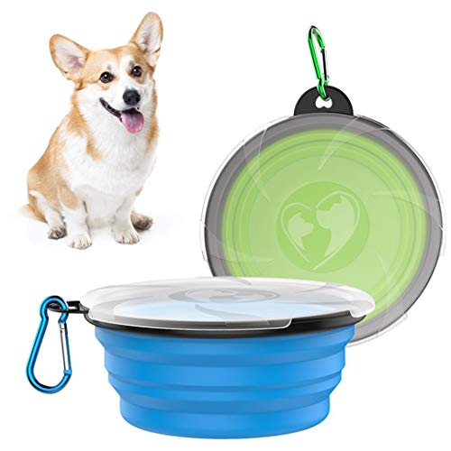 Noryika Collapsible Dog Bowls [2 Pack], Silicone Food & Water Travel