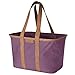 CleverMade Collapsible LUXE Tote, Plum - 30L (8 Gal) Structured Tote Bag with Handles and Reinforced Bottom - Reusable Grocery Bag, Shopping Bag, Utility Tote Bag
