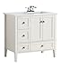 Simpli Home NL-HHV029-36-2A-R Chelsea 36 inch Contemporary Bath Vanity in Soft White with White Engineered Quartz Marble Top