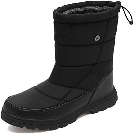 Mens Winter Snow Boots Waterproof Full Fur Lined Walking Boots Ankle Shoes for Men