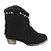 I Yokids Cece-65K Girl's Modern Studded Fringe Cowboy Chunky Ankle Bootie