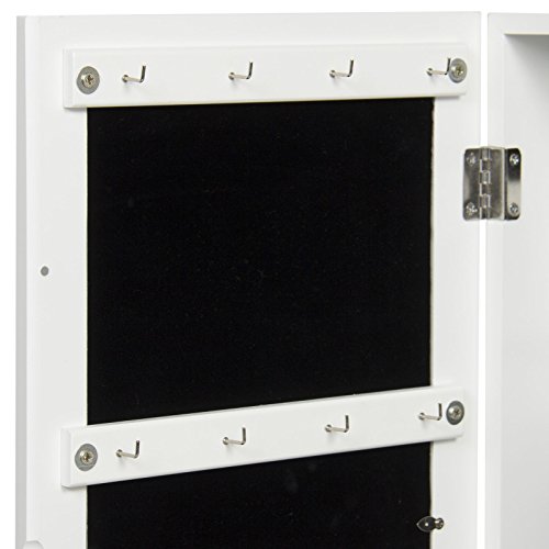 Jewelry Armoire Cabinet Organizer With 4 Picture Frames Wall Mounted White