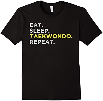 Mens Funny Taekwondo T-Shirt - Eat Sleep Taekwondo Repeat Medium Black